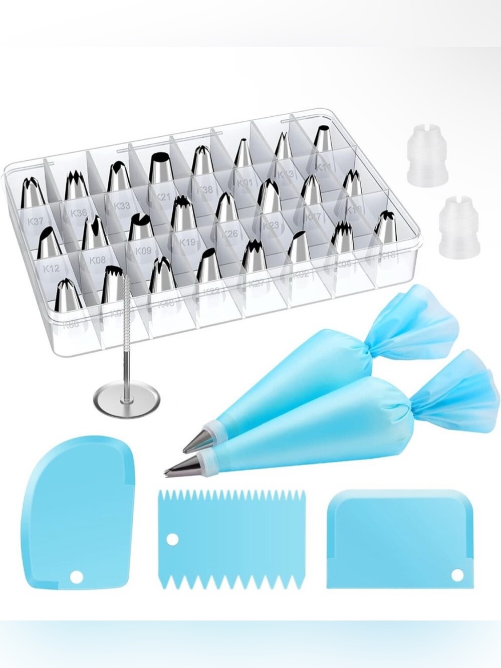 Cake Decorating Kit Set Reusable Piping Bags & Stainless Steel Tips Partial Set